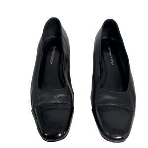 Worthington Black Leather Cap-Toe Flats - Women's Size 8